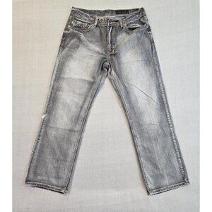 TK Axel Jeans Men's 36x32 Relaxed Straight Y2K Skater Embroidery Faded Black EUC